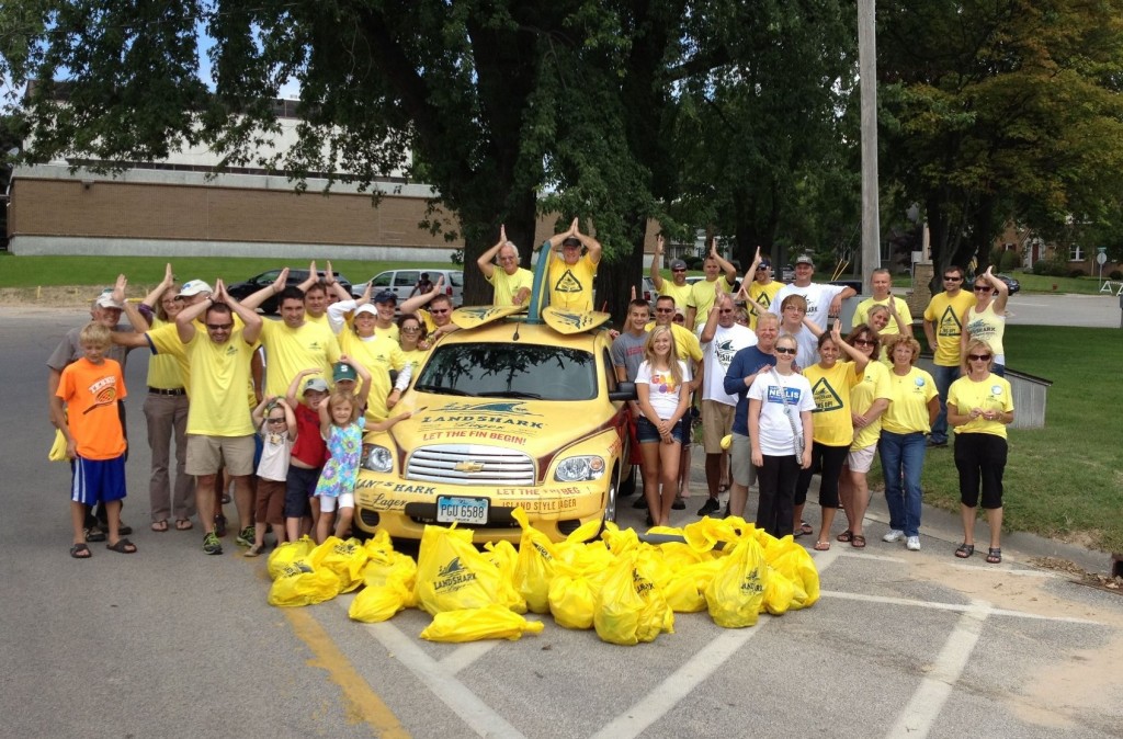 Ludington Beverage Landshark Beach Cleanup crew